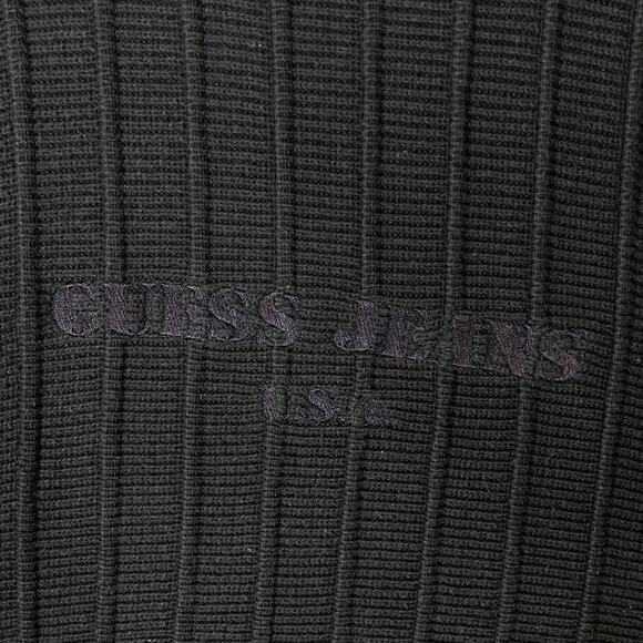 NWOT Vintage GEORGES MARCIANO GUESS Sweater L Navy White Ribbed Logo-Spellout - Picture 4 of 9
